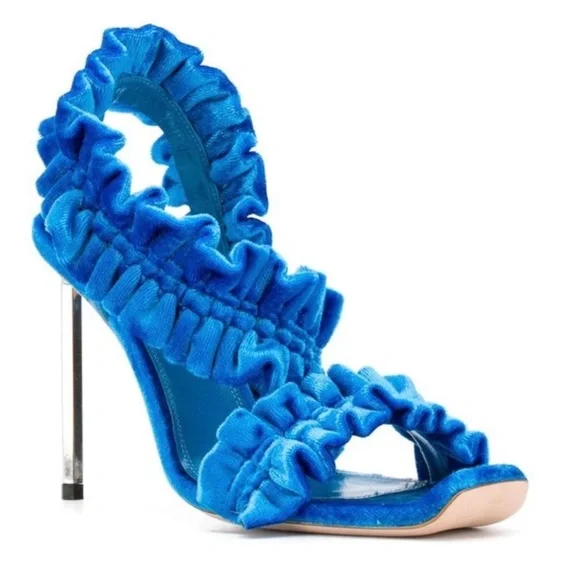 Off White allen curtain velvet ruffle sandals - Picture 4 of 13